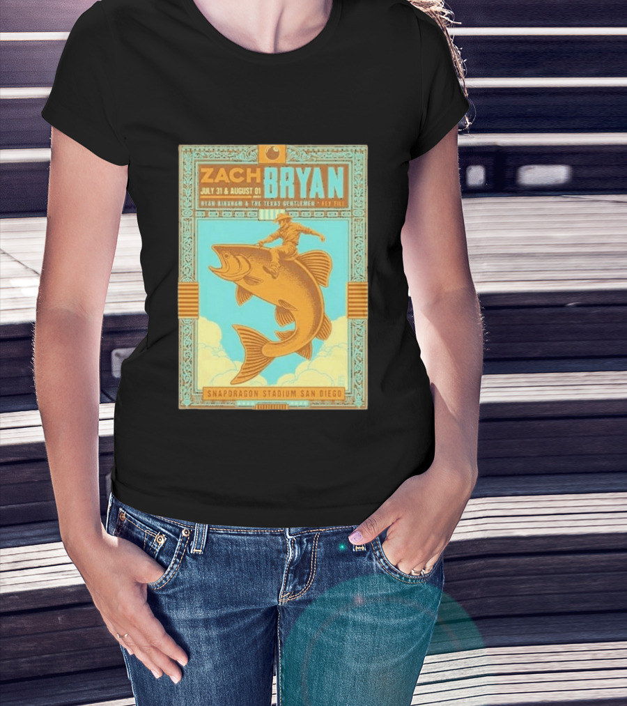 Zach Bryan July 31 August 1 Snapdragon Stadium San Diego Featuring Ryan Bingham The Texas Gentlemen Key Eli 2026 T-Shirt