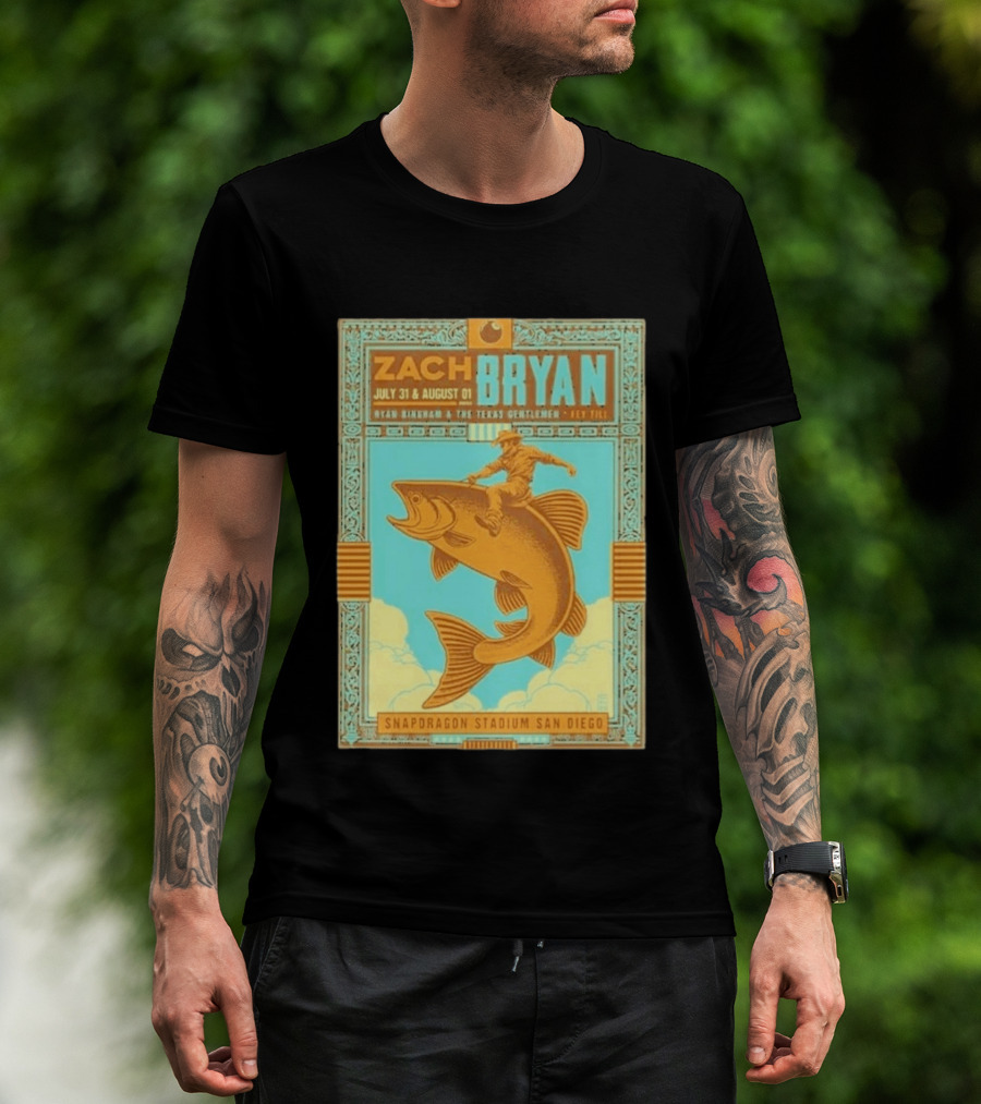 Zach Bryan July 31 August 1 Snapdragon Stadium San Diego Featuring Ryan Bingham The Texas Gentlemen Key Eli 2026 T-Shirt