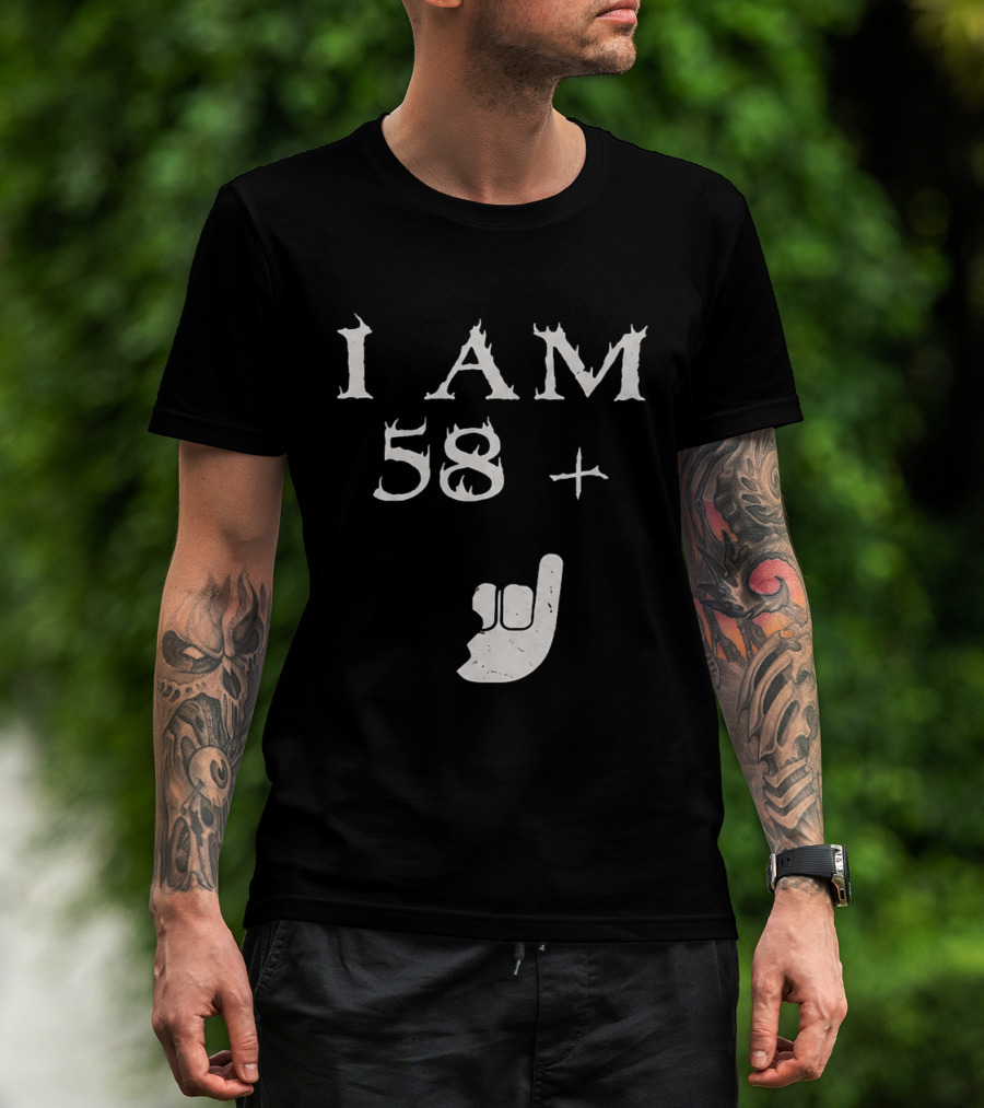 I Am 58 Plus Rock Hand Gesture T-Shirt