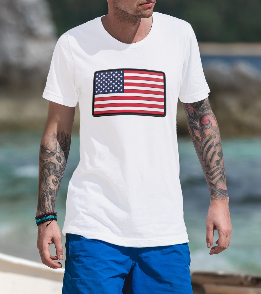 Dan Cevette American Flag Hat United States Stars And Stripes T-Shirt