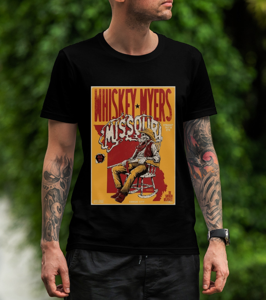 Whiskey Myers Missouri Tour 2026 Kansas City Morton Amphitheater July 30 Straight Outta ETX T-Shirt