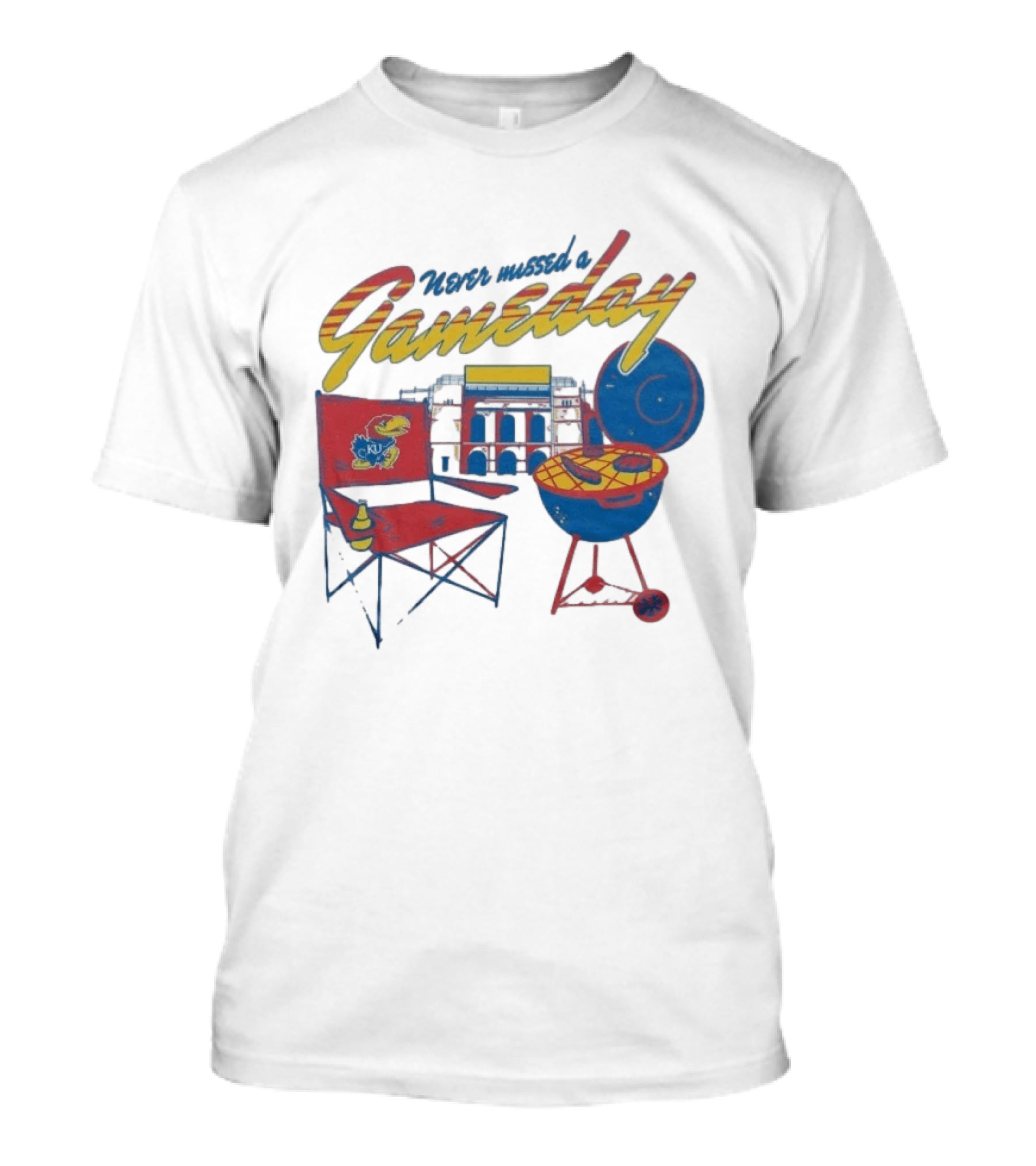 Kansas Jayhawks Never Missed A Gameday BBQ Chair Stadium Grill T-Shirt