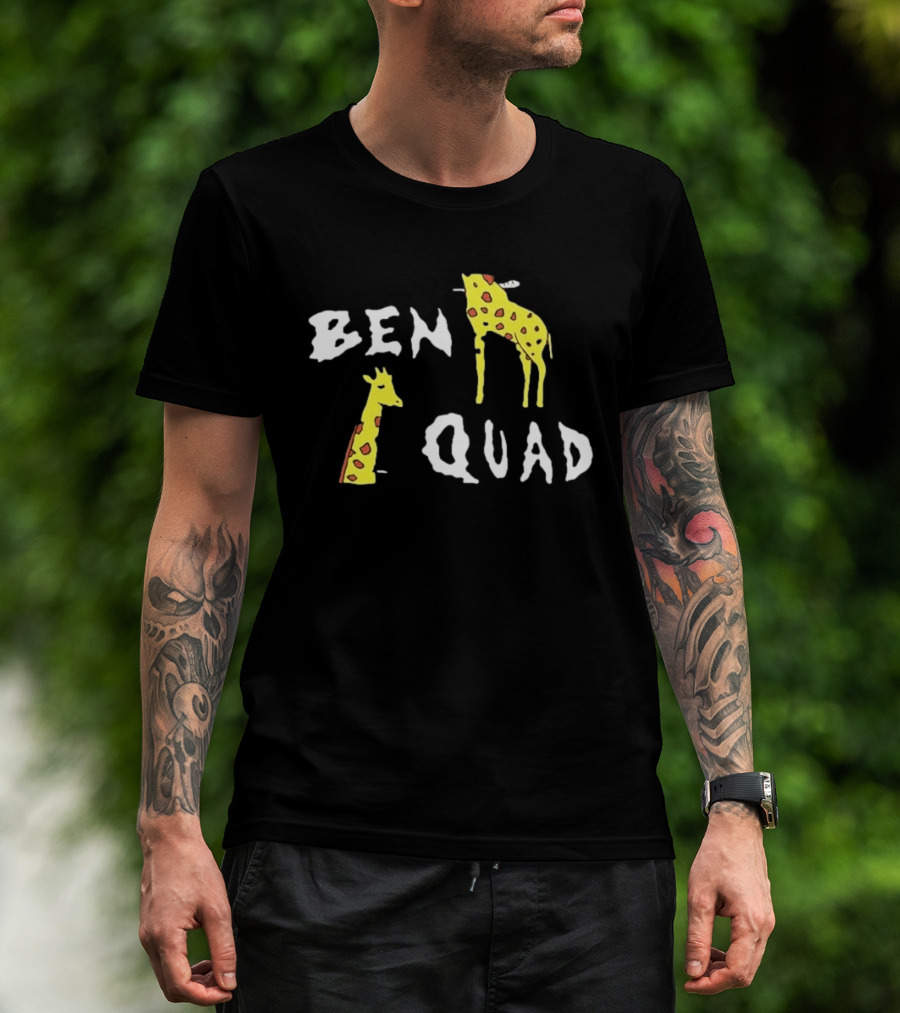 Ben Quad Giraffe Illustration Fun Cartoon T-Shirt
