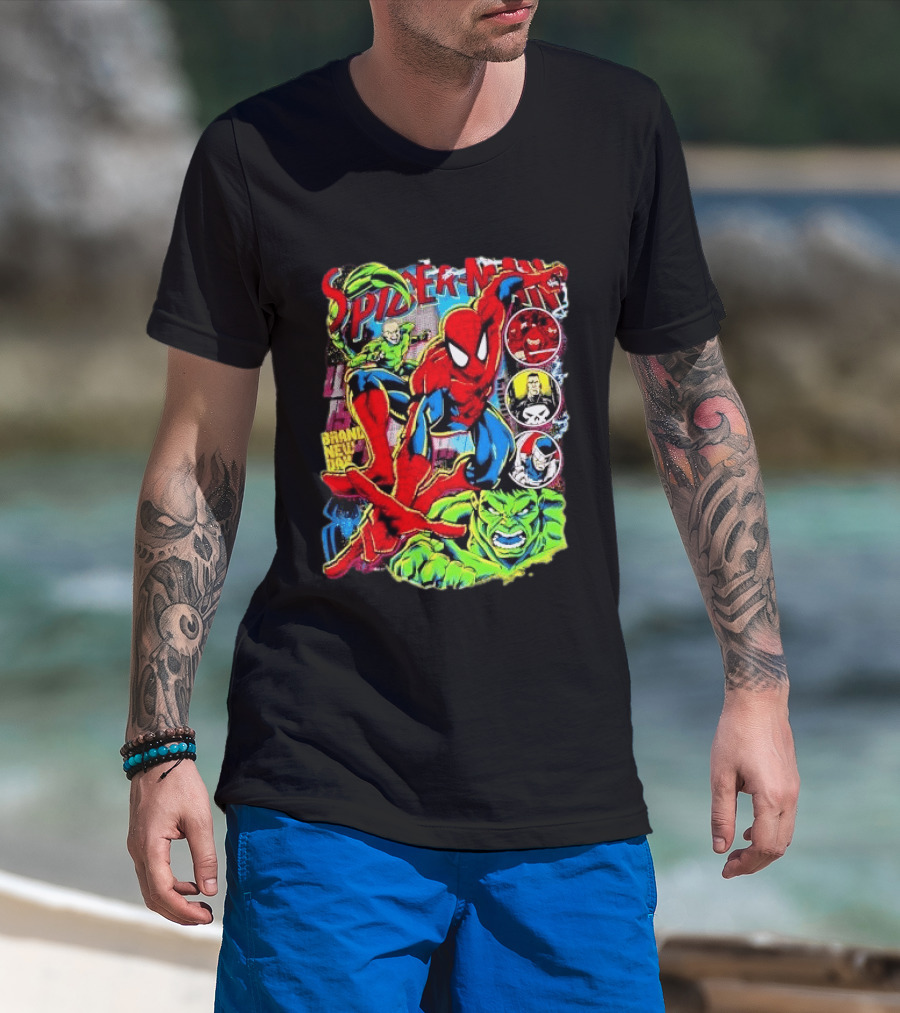 Spider Man Marvel Hulk Punisher Scorpion Ninja Brand New Day T-Shirt
