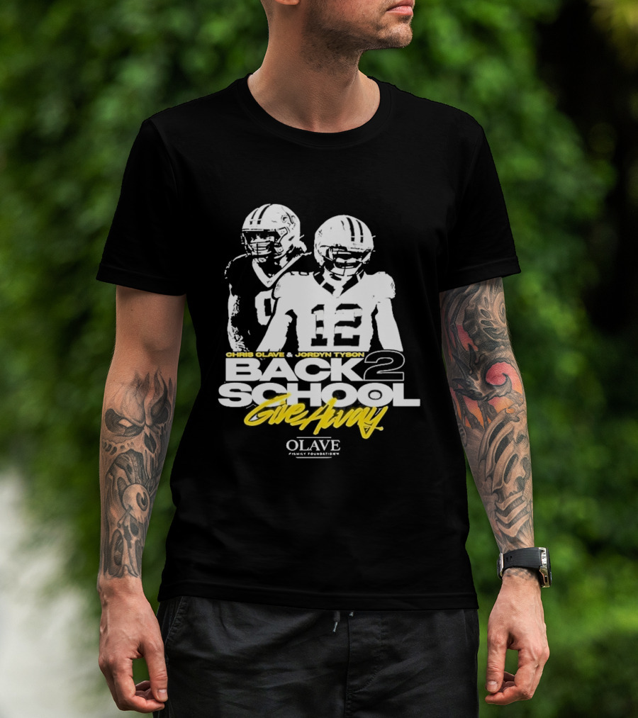 Chris Olave Jordyn Tyson Back 2 School Give Away Olave Connections T-Shirt