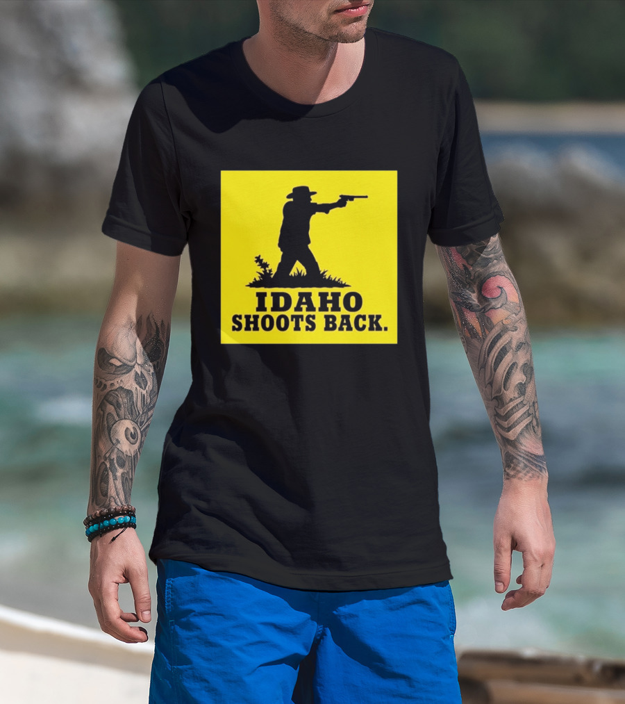 Idaho Shoots Back Cowboy Silhouette Retro Humor T-Shirt