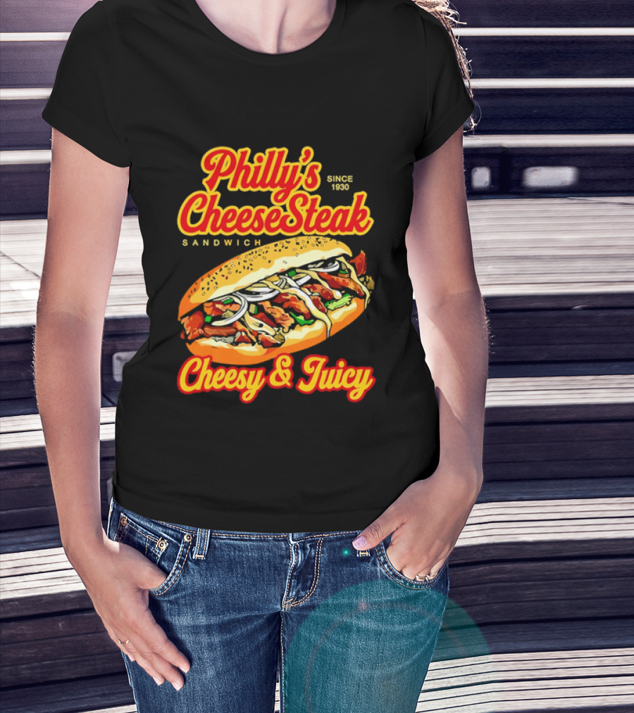 Philly's Cheesesteak Sandwich Cheesy & Juicy Since 1930 Classic Flavor Experience T-Shirt