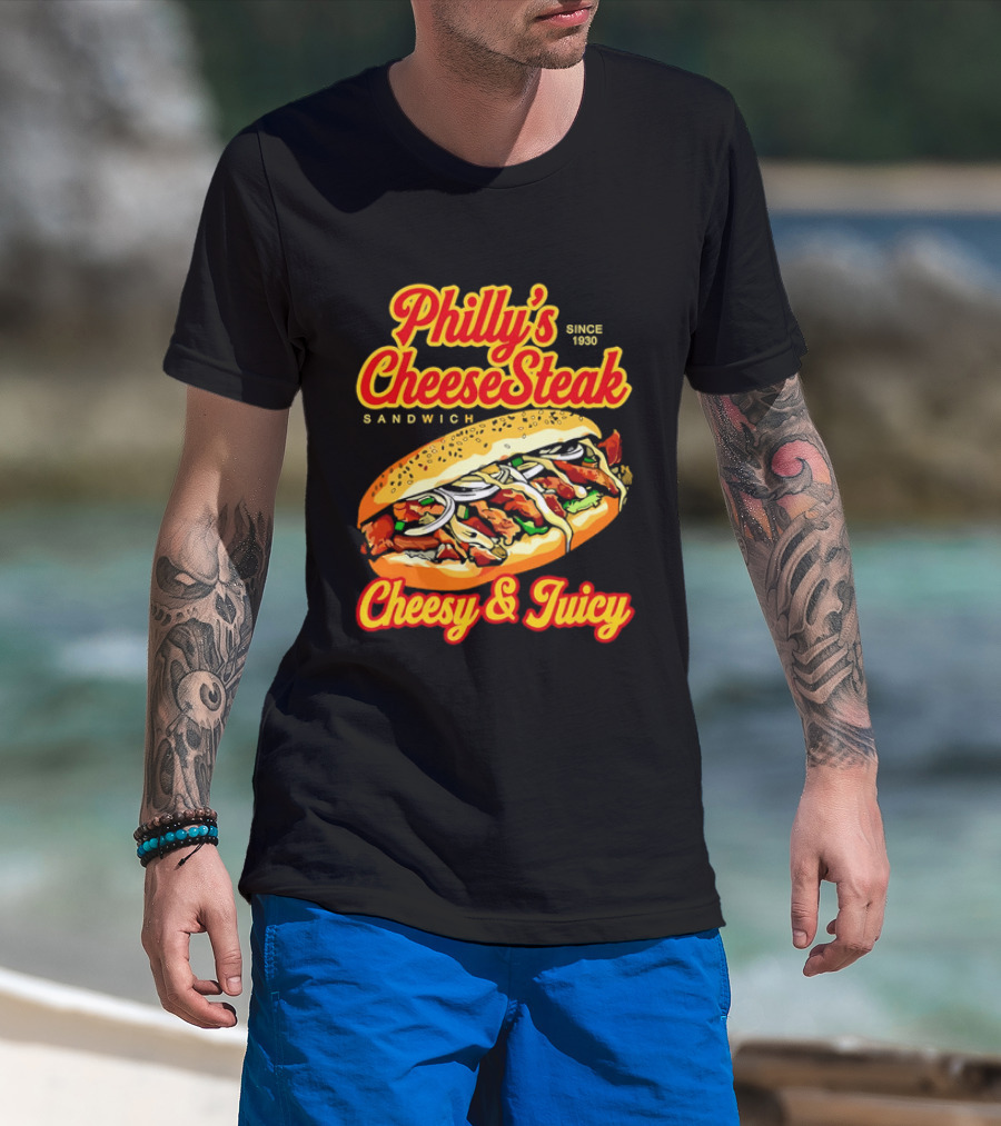 Philly's Cheesesteak Sandwich Cheesy & Juicy Since 1930 Classic Flavor Experience T-Shirt