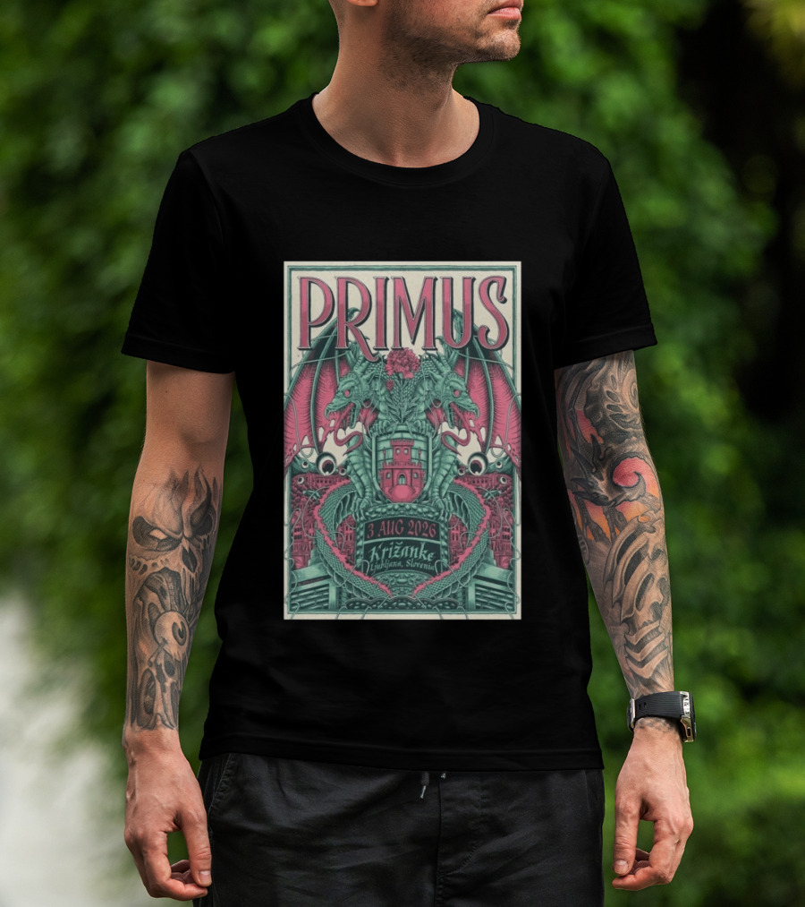 Primus Ljubljana Križanke Concert 3 Aug 2026 Double Dragon T-Shirt