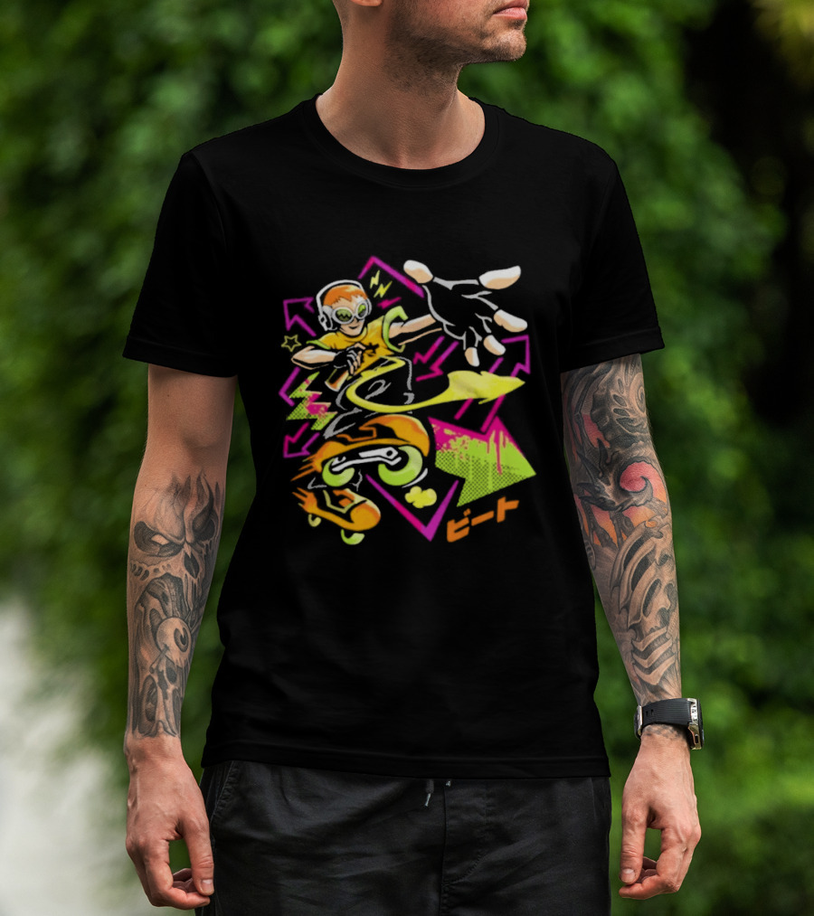 Jet Set Radio Beat Character Keep Rollin Neon Graffiti T-Shirt