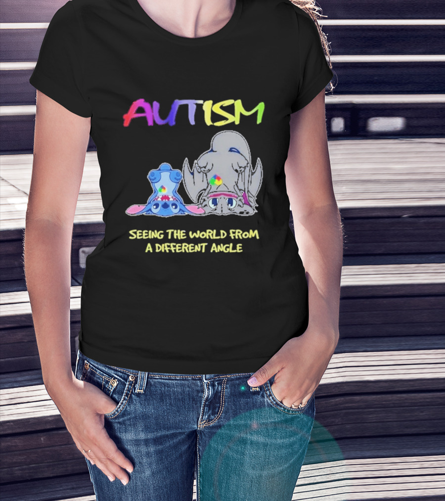 Autism Seeing The World From A Different Angle Toothless Stitch T-Shirt