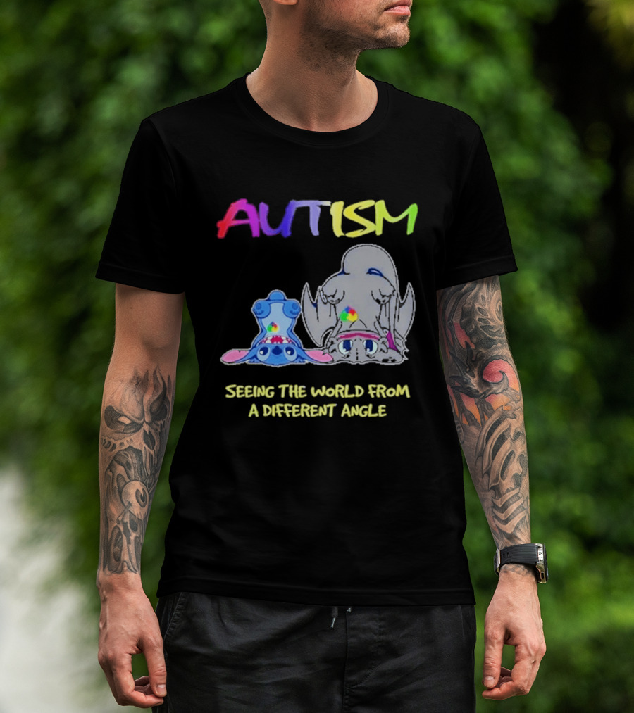 Autism Seeing The World From A Different Angle Toothless Stitch T-Shirt
