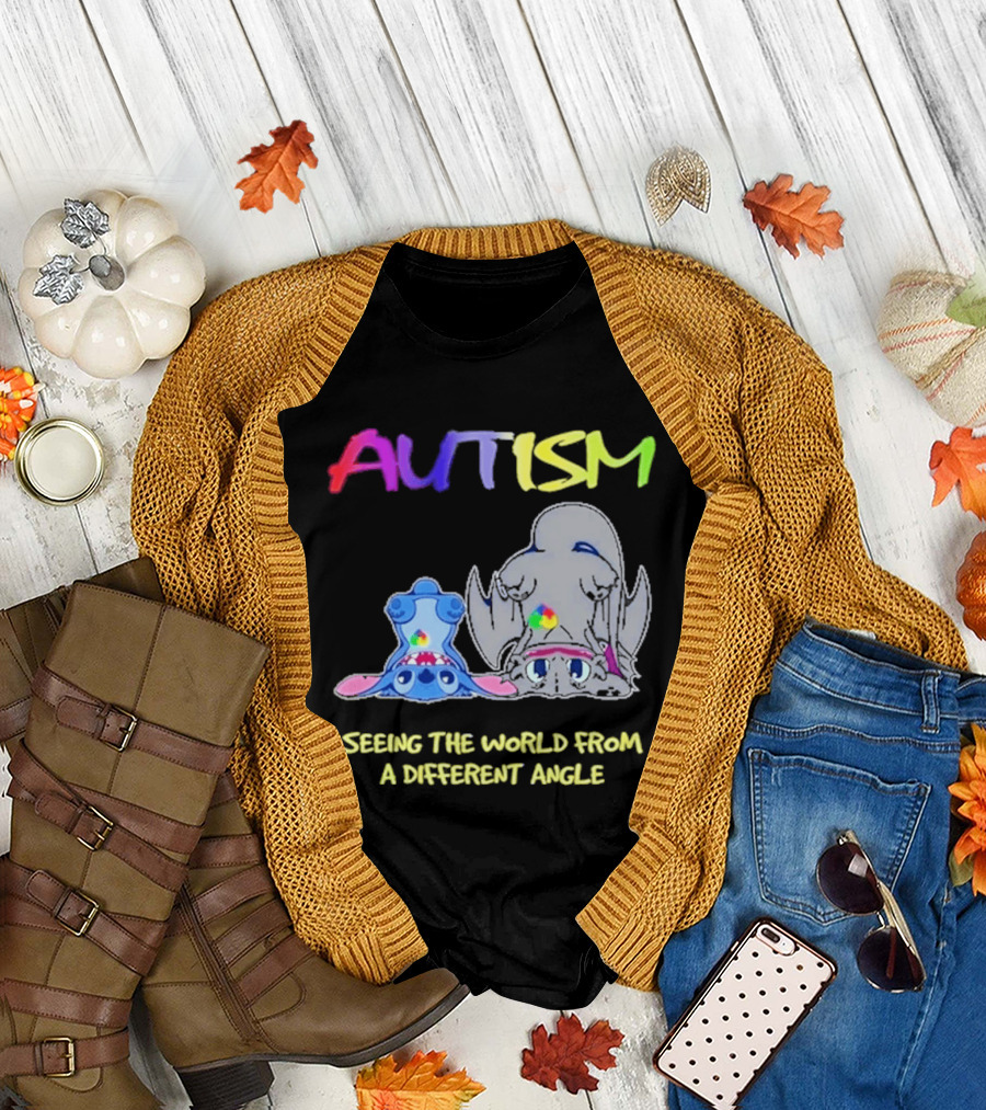 Autism Seeing The World From A Different Angle Toothless Stitch T-Shirt