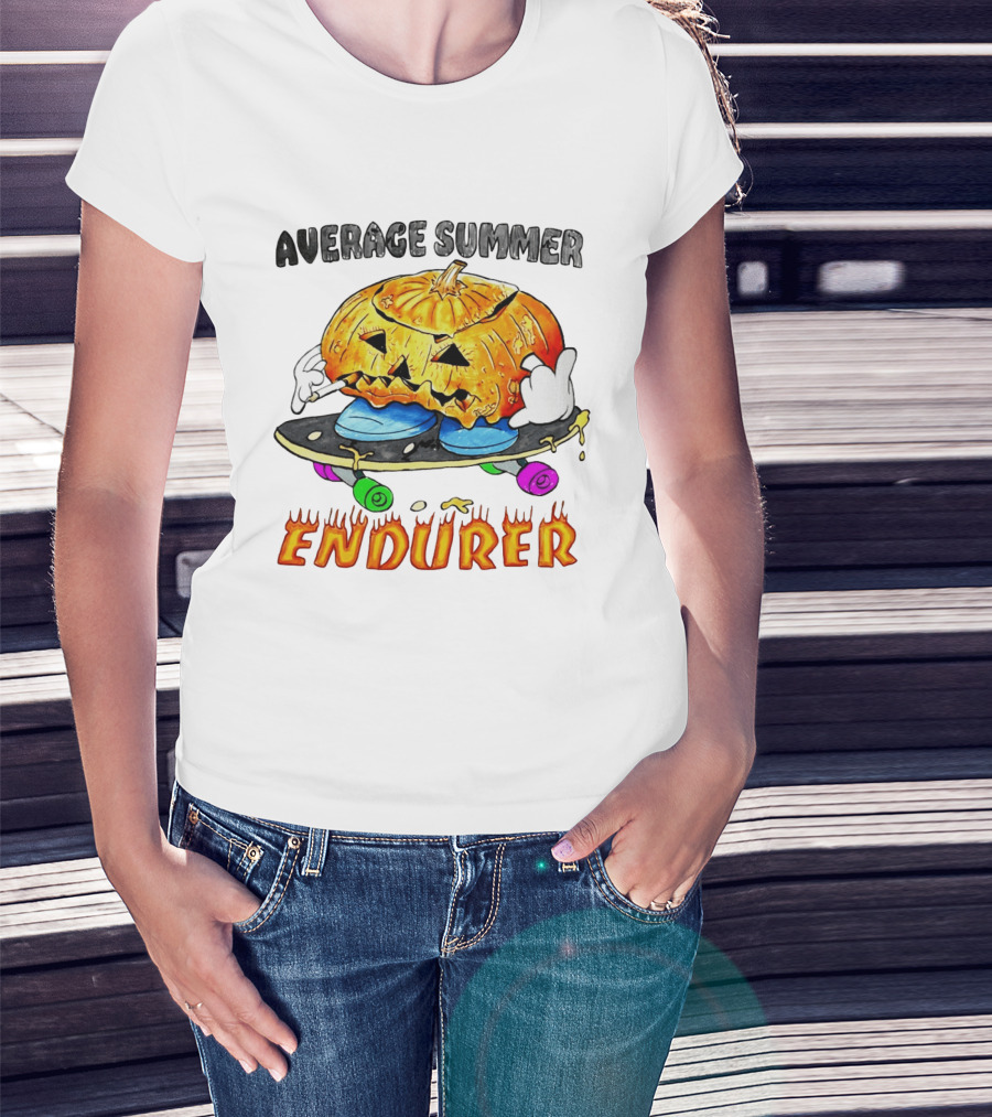 Average Summer Endurer Pumpkin Skater Skateboarding T-Shirt