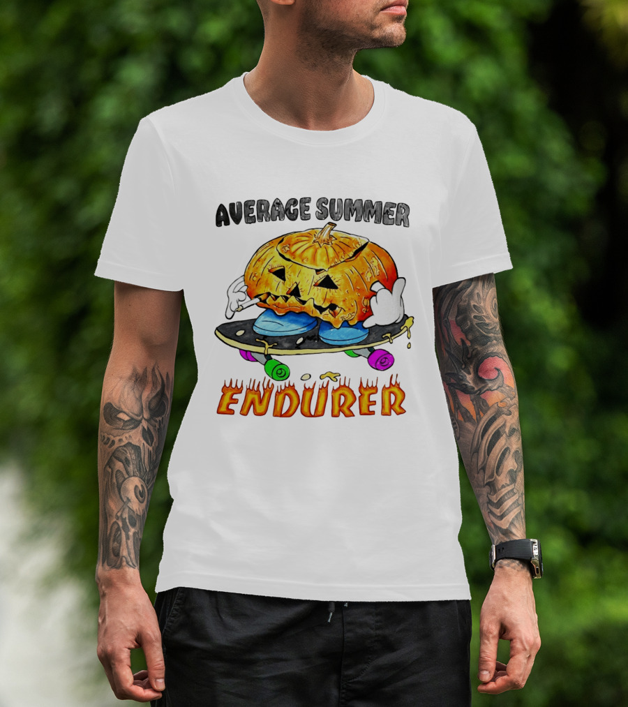 Average Summer Endurer Pumpkin Skater Skateboarding T-Shirt