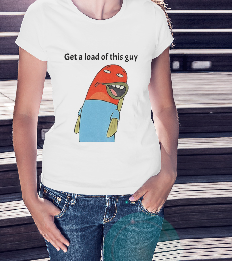 Get A Load Of This Guy Cartoon Quirky Character In Light Blue Outfit T-Shirt