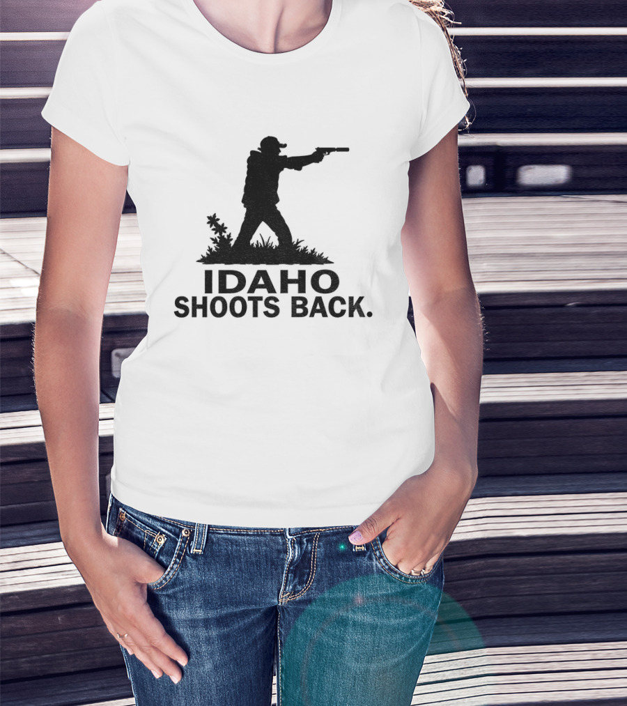Idaho Shoots Back Silhouette Hunter With Gun T-Shirt