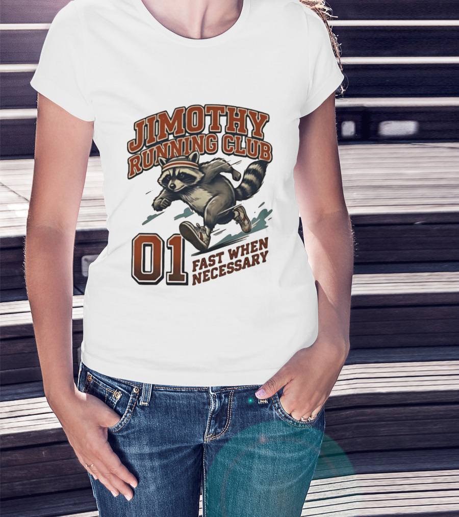 Jimothy Running Club 01 Fast When Necessary Raccoon T-Shirt