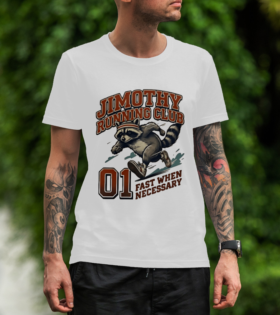 Jimothy Running Club 01 Fast When Necessary Raccoon T-Shirt
