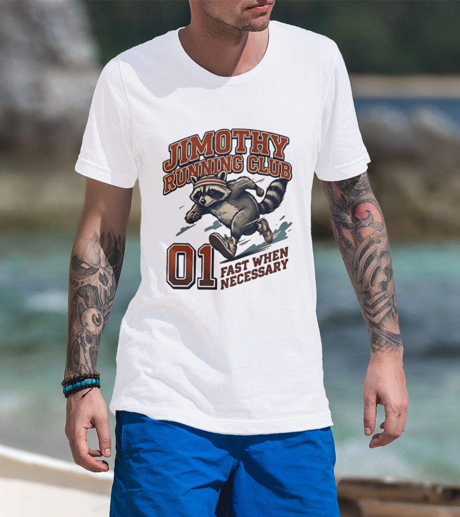 Jimothy Running Club 01 Fast When Necessary Raccoon T-Shirt