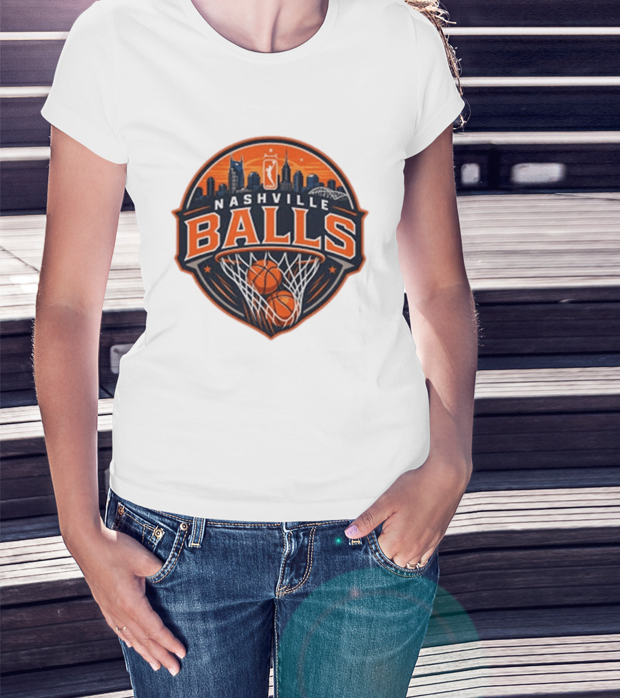 Nashville Balls Skyline Basketball Logo Cityscape T-Shirt