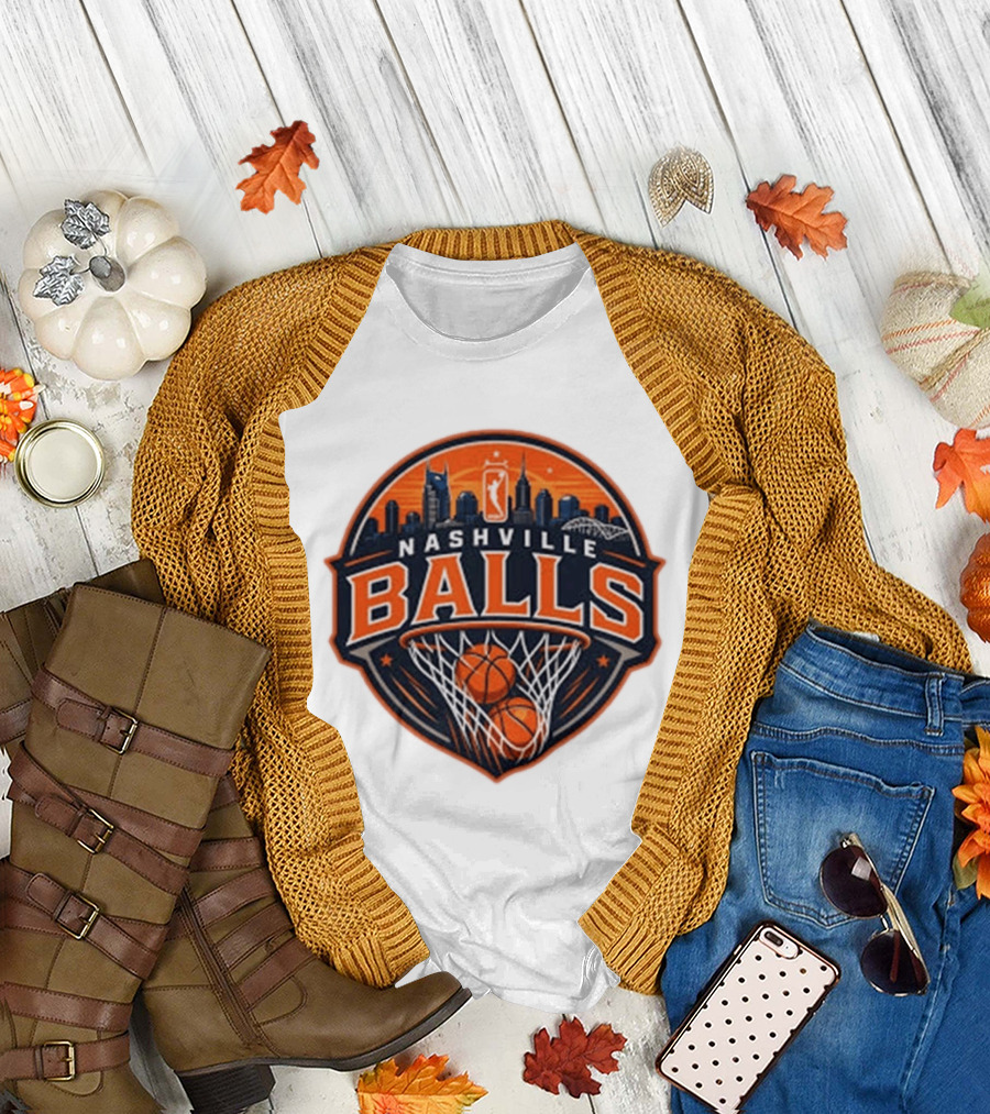 Nashville Balls Skyline Basketball Logo Cityscape T-Shirt