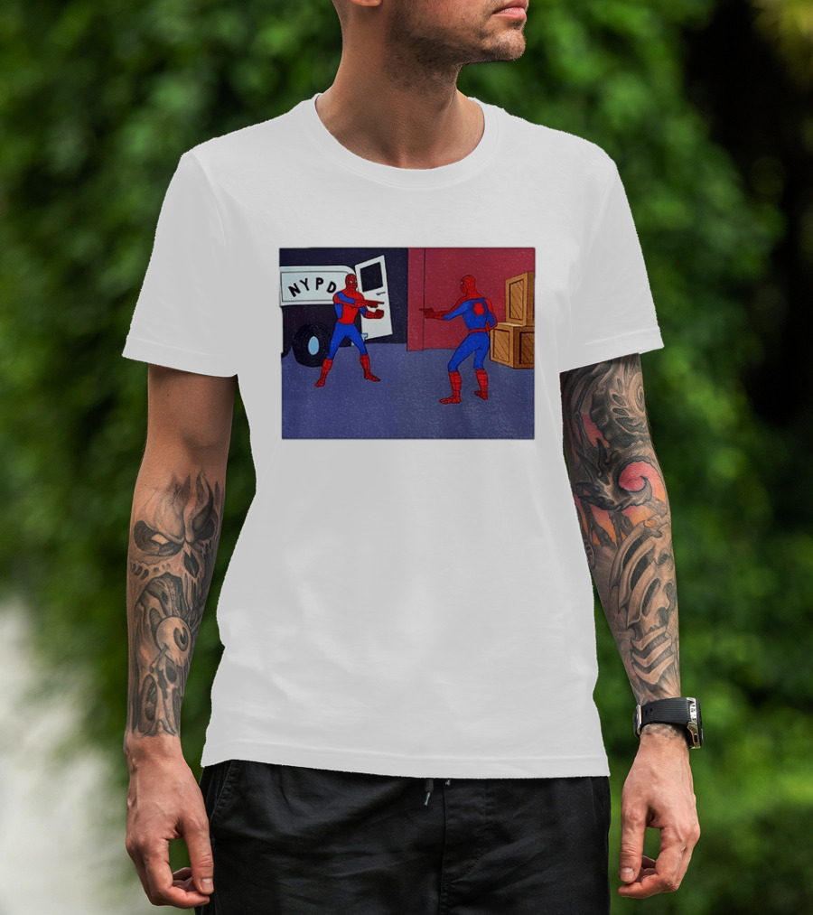NYPD Spider Man Pointing Meme Twins Scene T-Shirt