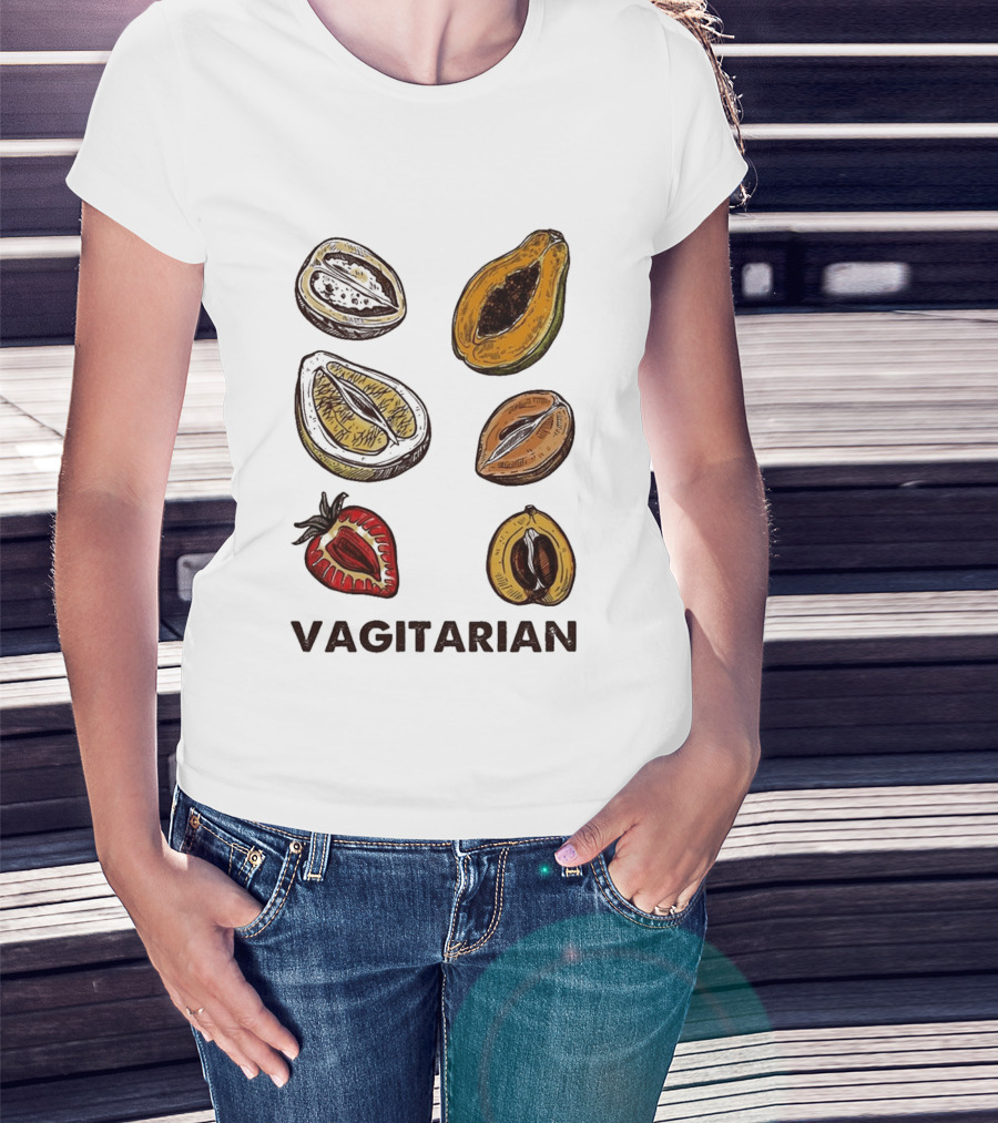 Vagitarian Fruit Humor Strawberry Avocado Papaya Illustrations T-Shirt