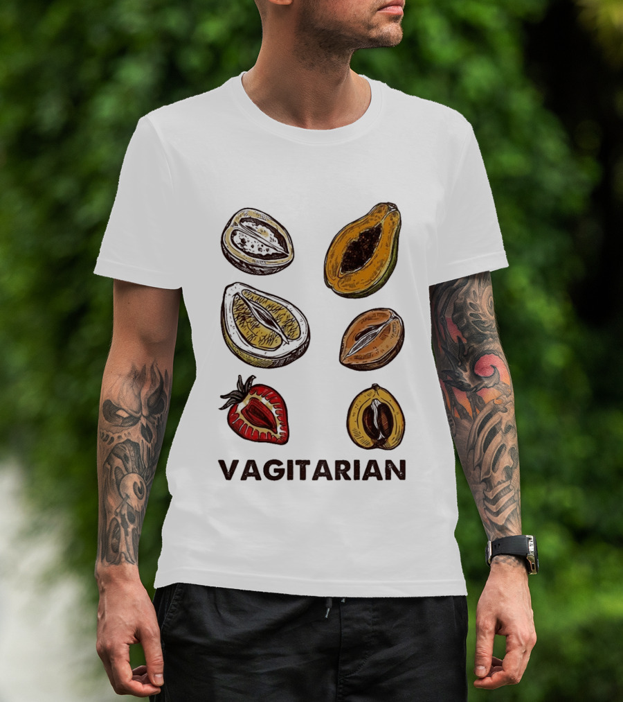 Vagitarian Fruit Humor Strawberry Avocado Papaya Illustrations T-Shirt