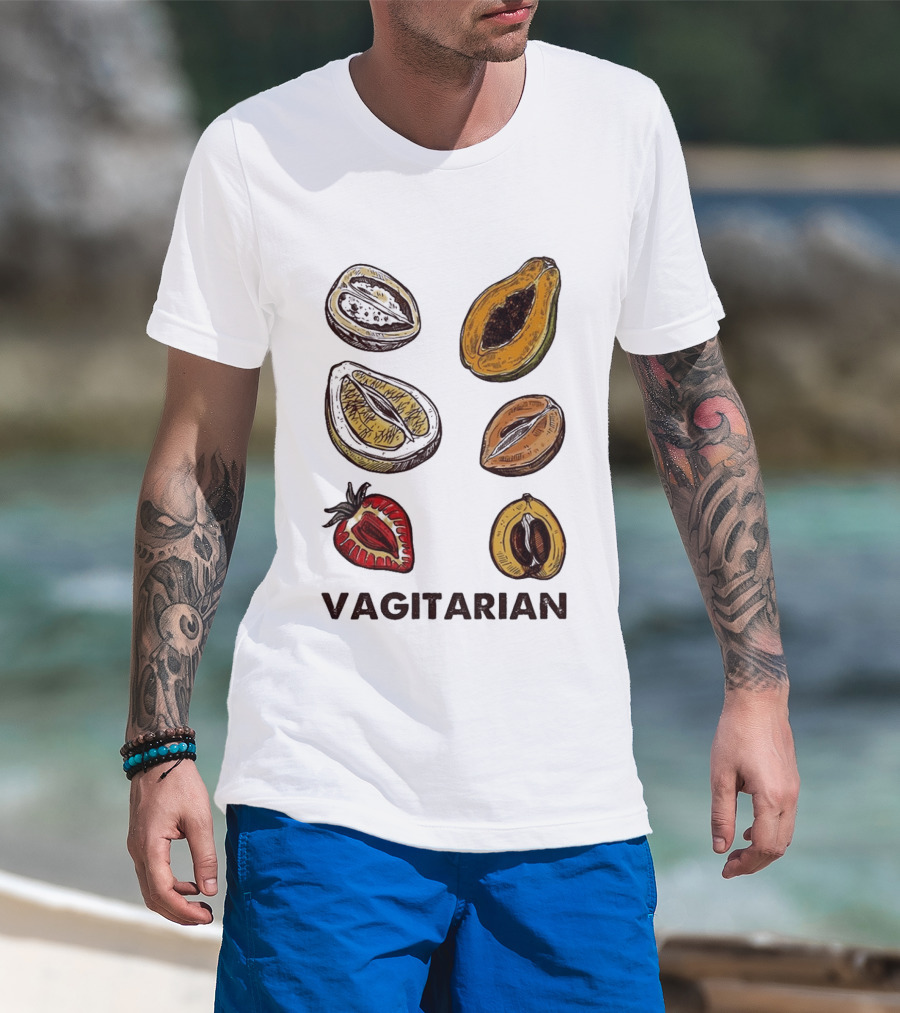 Vagitarian Fruit Humor Strawberry Avocado Papaya Illustrations T-Shirt