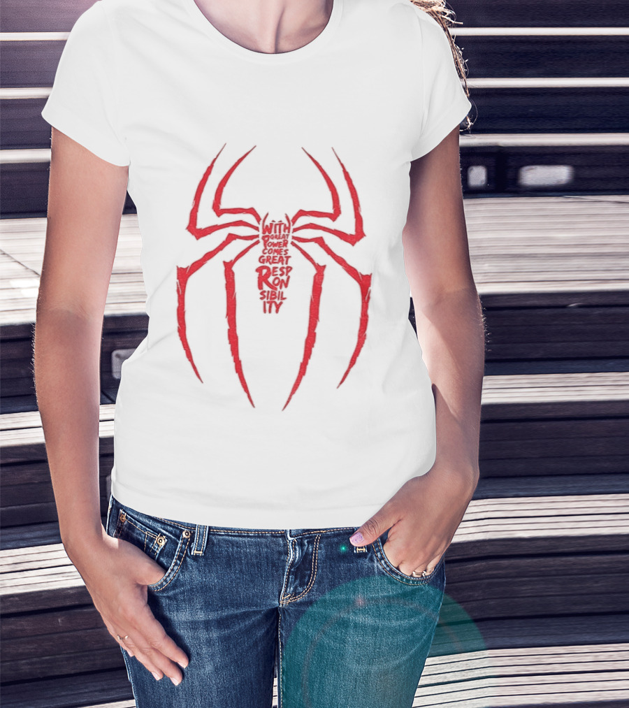 Spider Man Great Responsibility Red Symbol Superhero T-Shirt