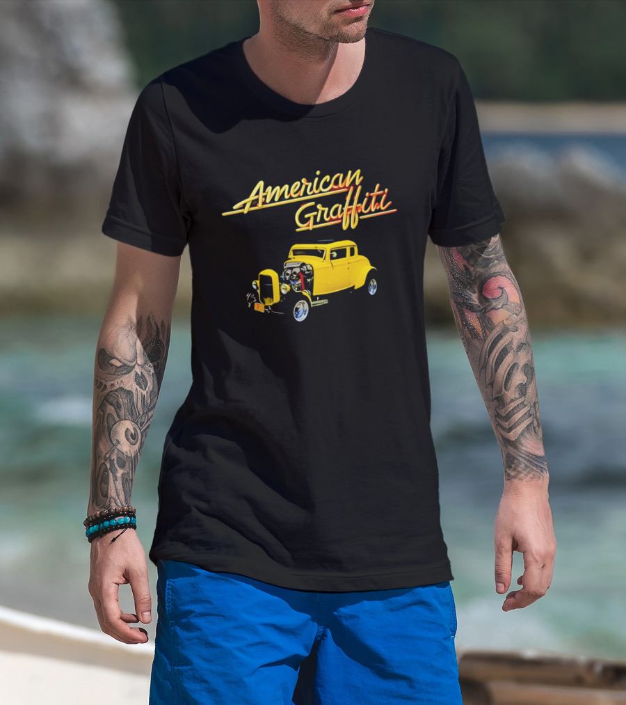 American Graffiti Yellow Deuce Coupe Hot Rod Car T-Shirt