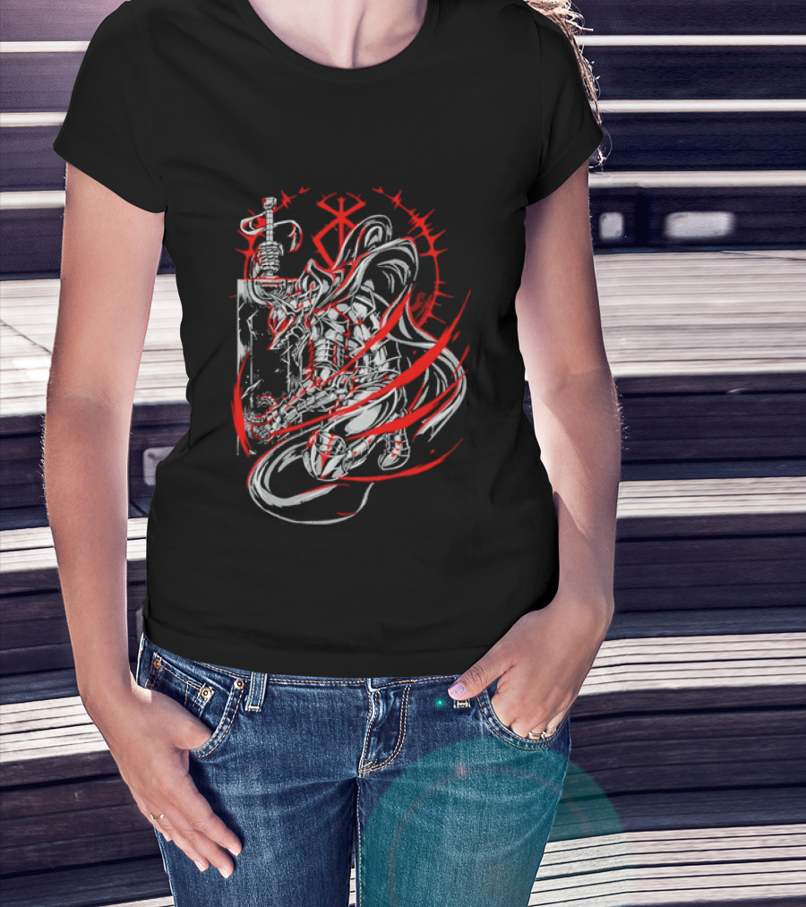 Berserk Dragonslayer Sword Armored Knight Red Sacrifice Glyph T-Shirt