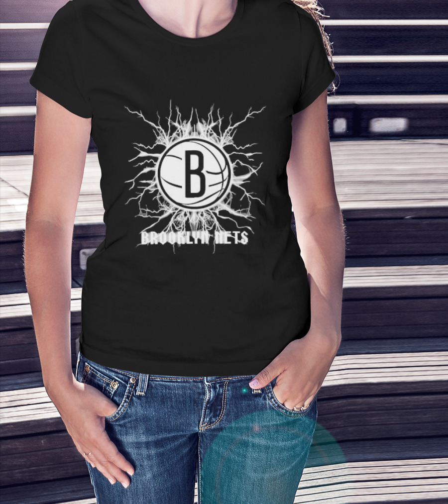 Brooklyn Nets B Lightning Basketball Burst T-Shirt
