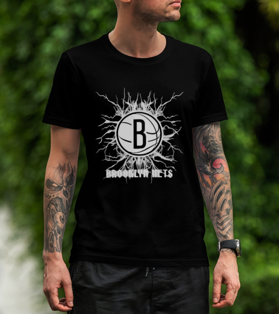 Brooklyn Nets B Lightning Basketball Burst T-Shirt