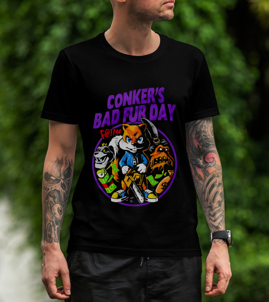 Conker's Bad Fur Day Chainsaw Squirrel Gaming Money T-Shirt