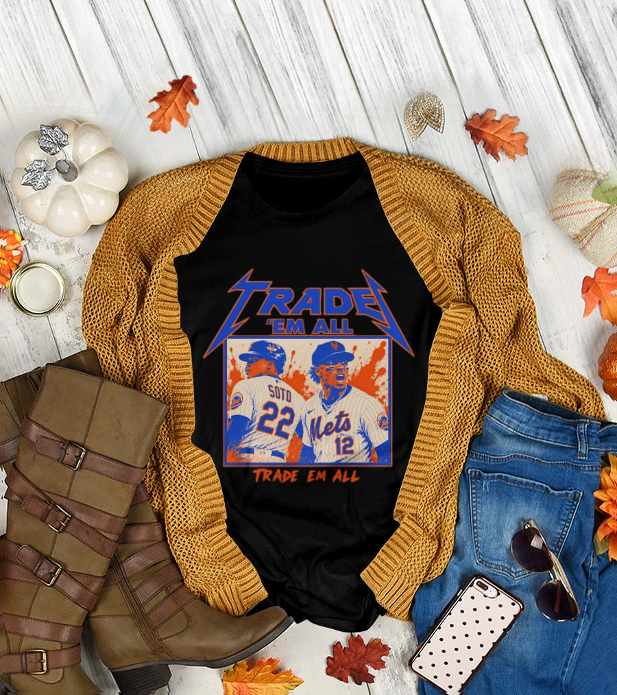 New York Mets Trade Em All Soto Heavy Metal Splatter Player Photos T-Shirt