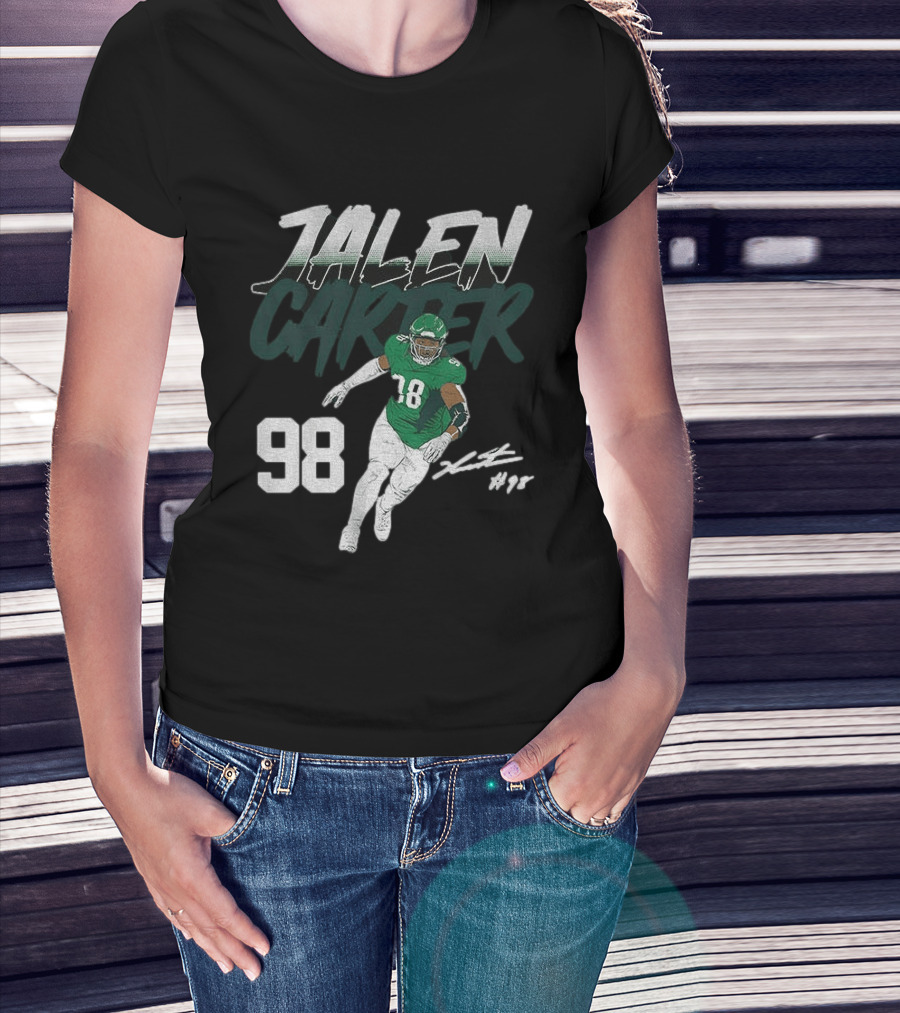 Jalen Carter Philadelphia Eagles 98 Football Player Signature T-Shirt
