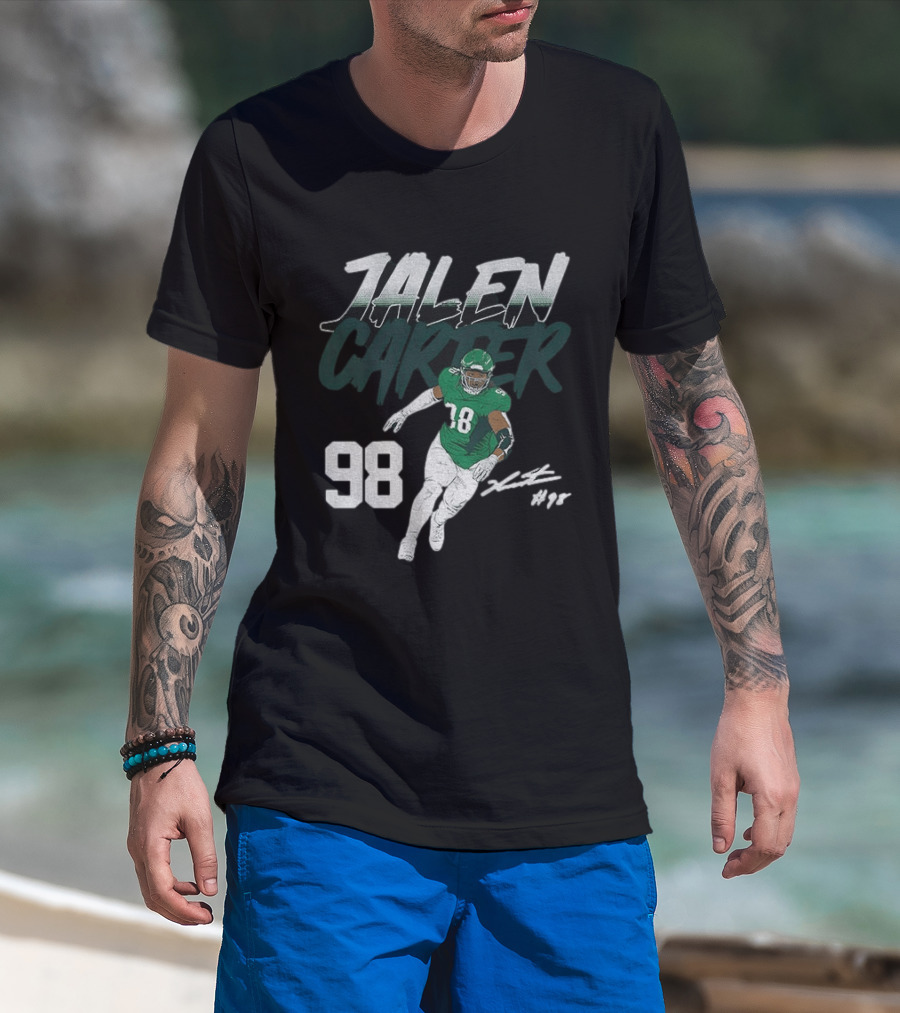 Jalen Carter Philadelphia Eagles 98 Football Player Signature T-Shirt