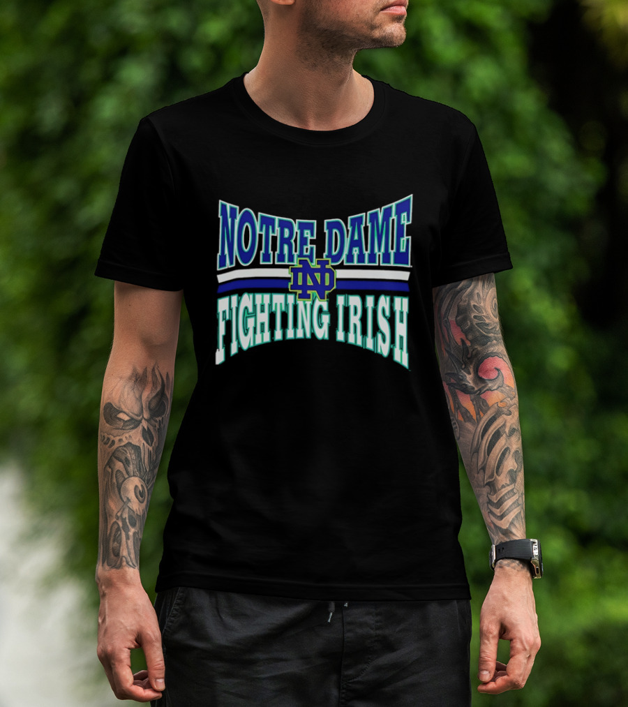 Notre Dame Fighting Irish Interlocking ND Monogram Curved NCAA T-Shirt