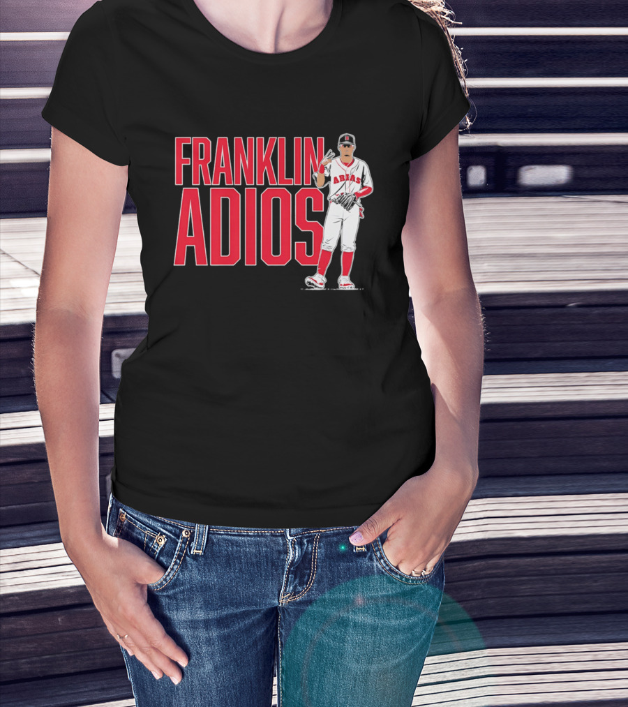 Franklin Arias Adios Baseball Player Gesture In Red And White Uniform T-Shirt