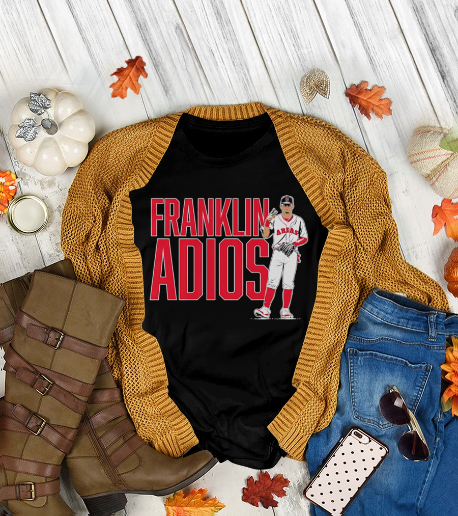 Franklin Arias Adios Baseball Player Gesture In Red And White Uniform T-Shirt