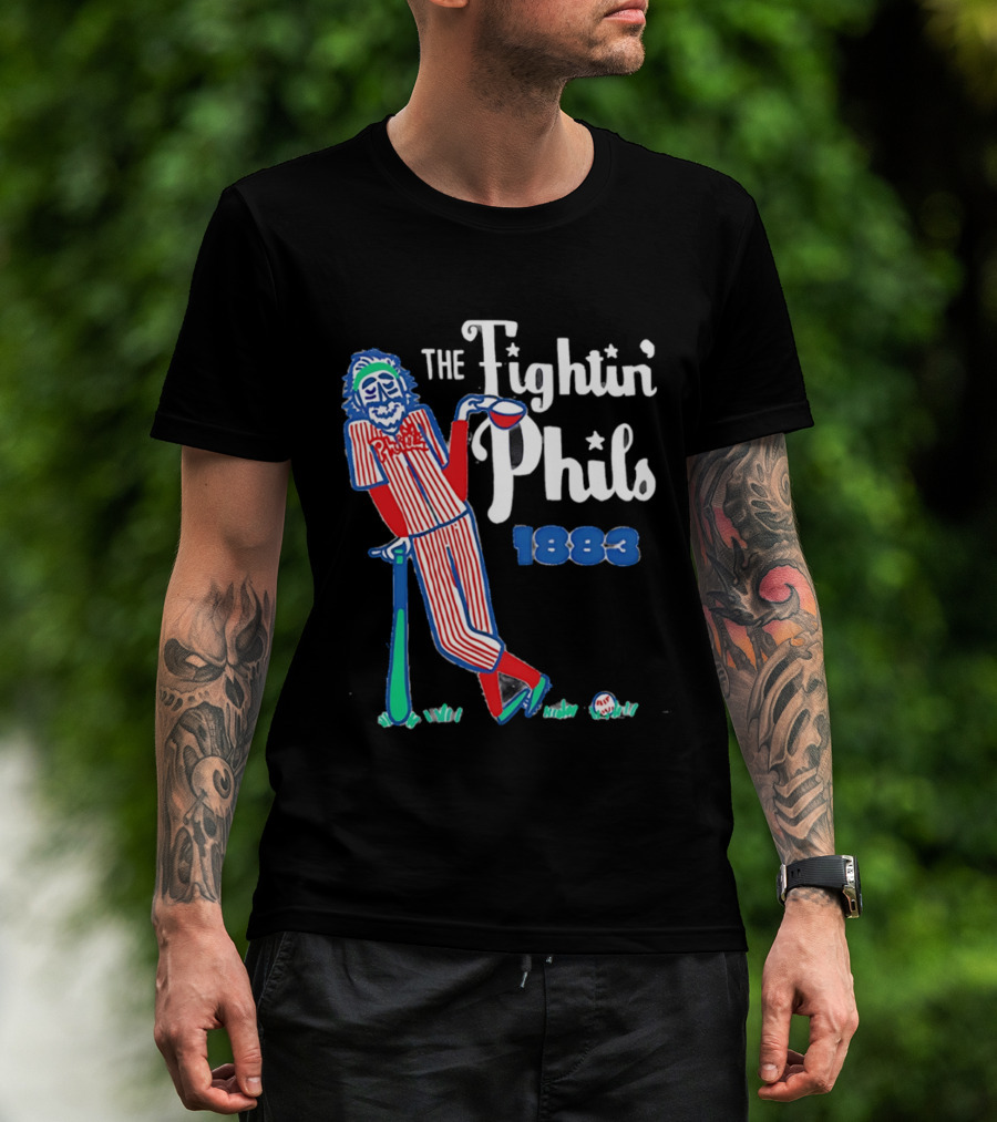 Phillies The Fightin' Phils 1883 Vintage Baseball Character With Bat And Ball T-Shirt
