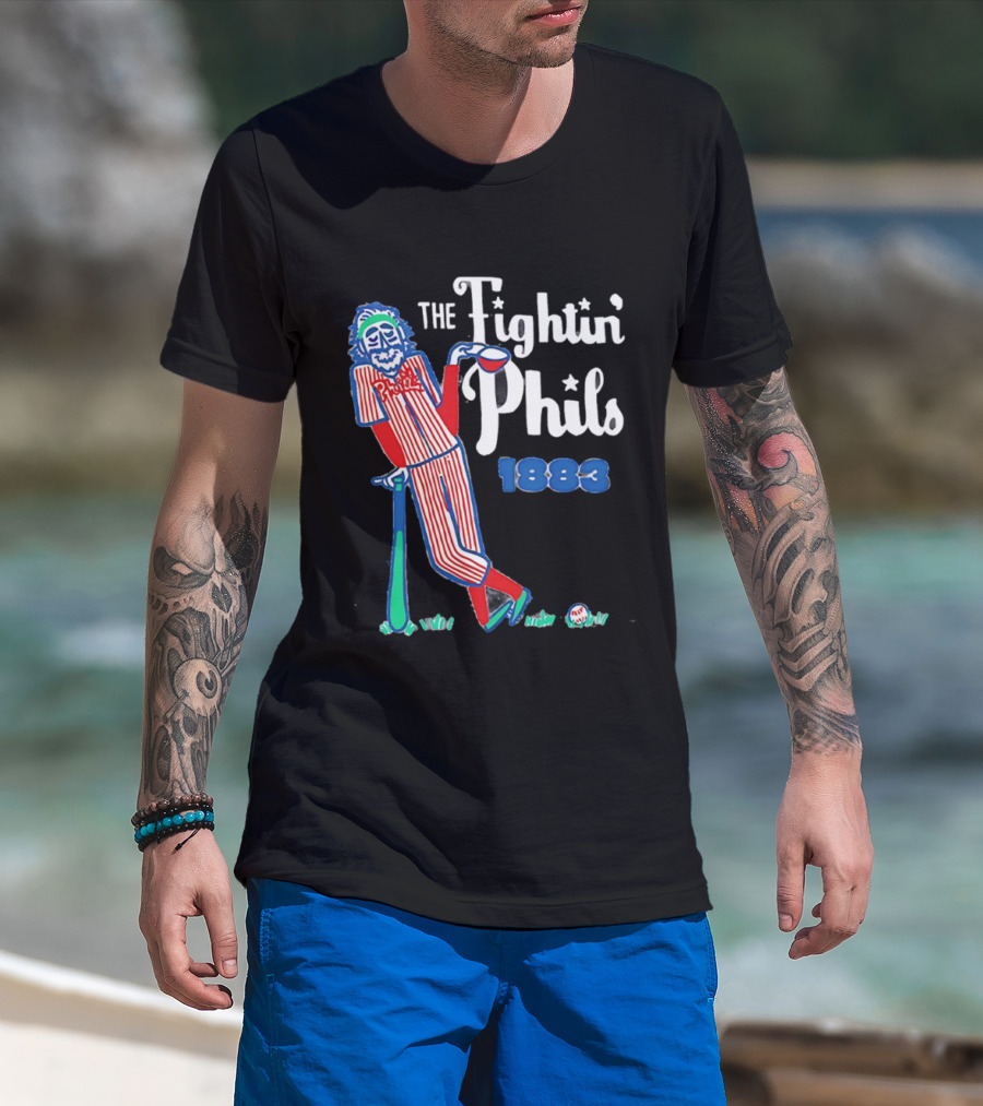 Phillies The Fightin' Phils 1883 Vintage Baseball Character With Bat And Ball T-Shirt