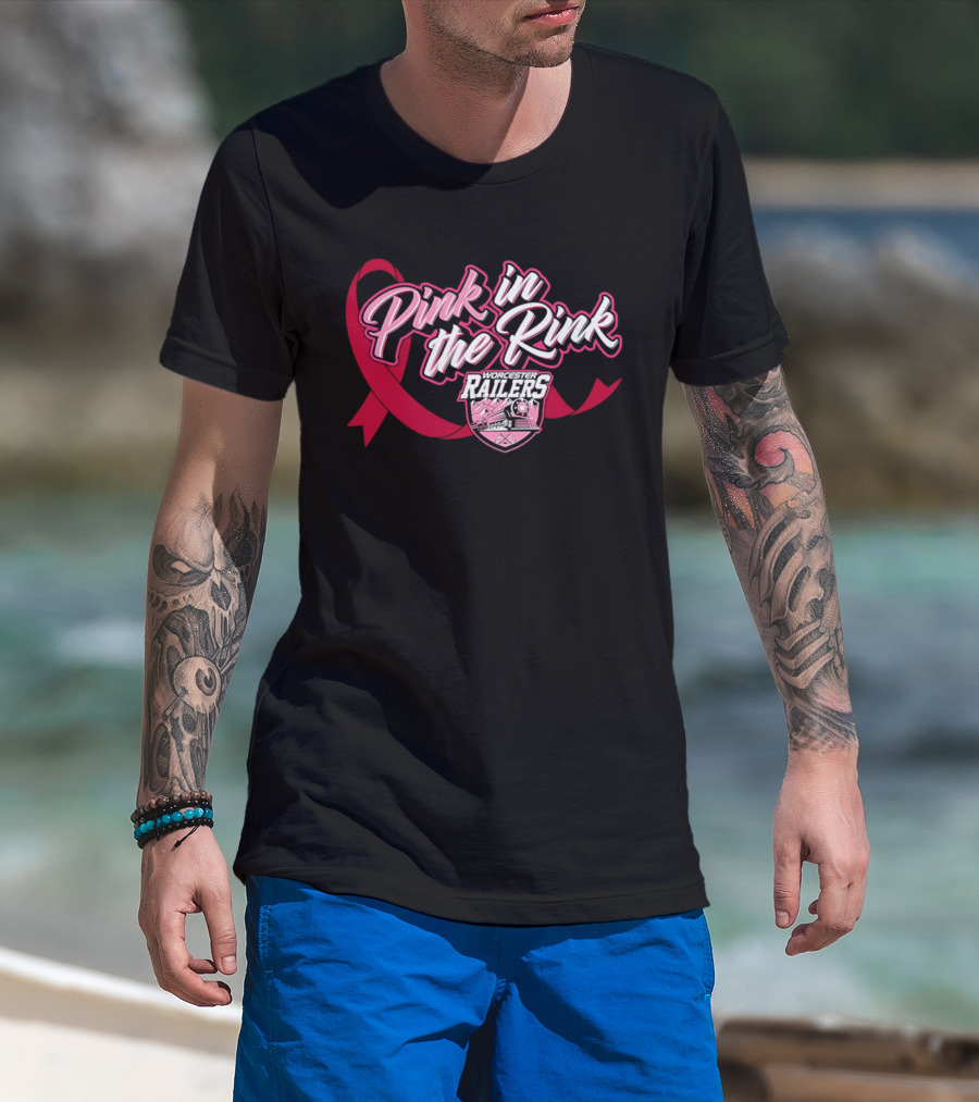 Pink In The Rink Worcester Railers Breast Cancer Awareness Event T-Shirt