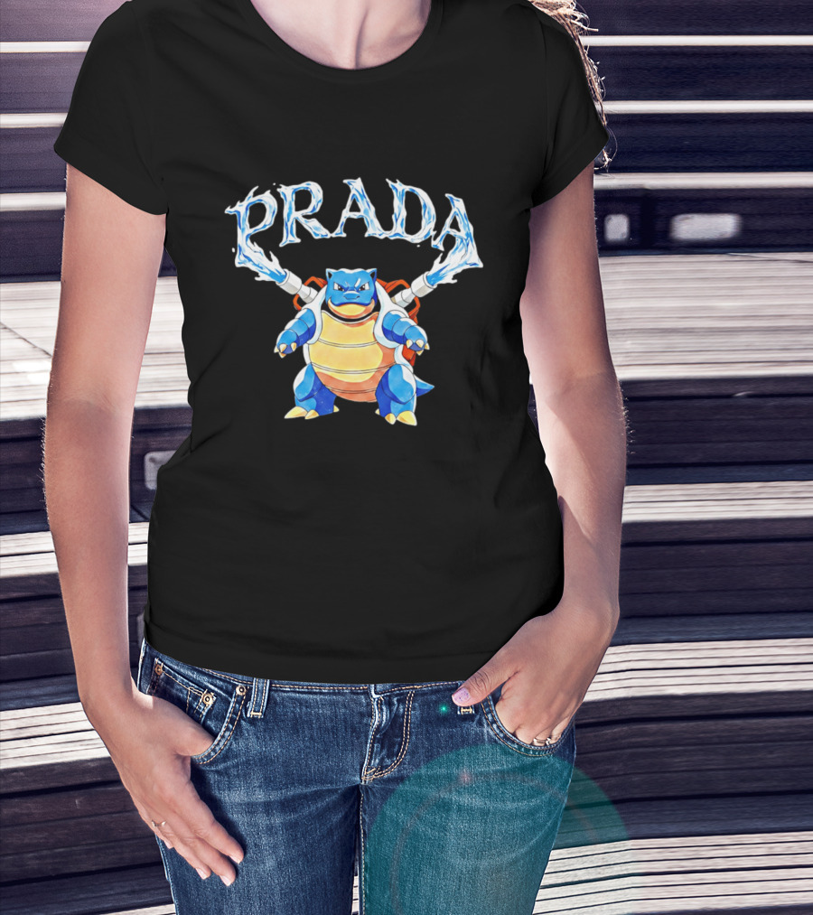 Prada Blastoise Pokemon Mashup Water Cannon T-Shirt