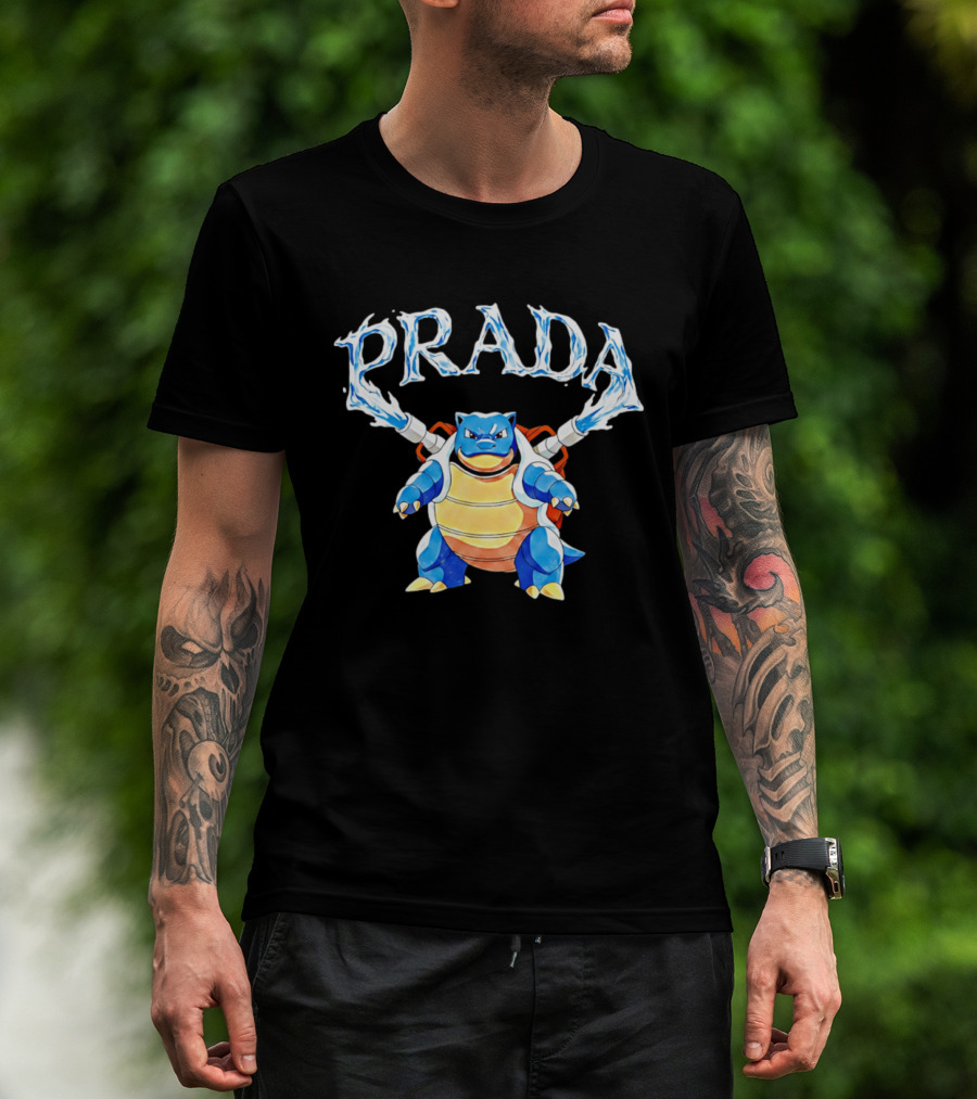 Prada Blastoise Pokemon Mashup Water Cannon T-Shirt