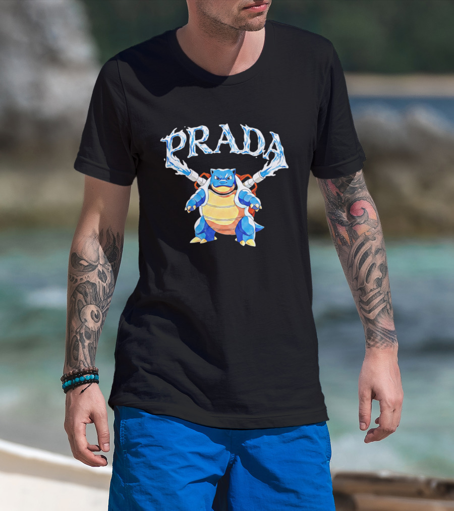 Prada Blastoise Pokemon Mashup Water Cannon T-Shirt