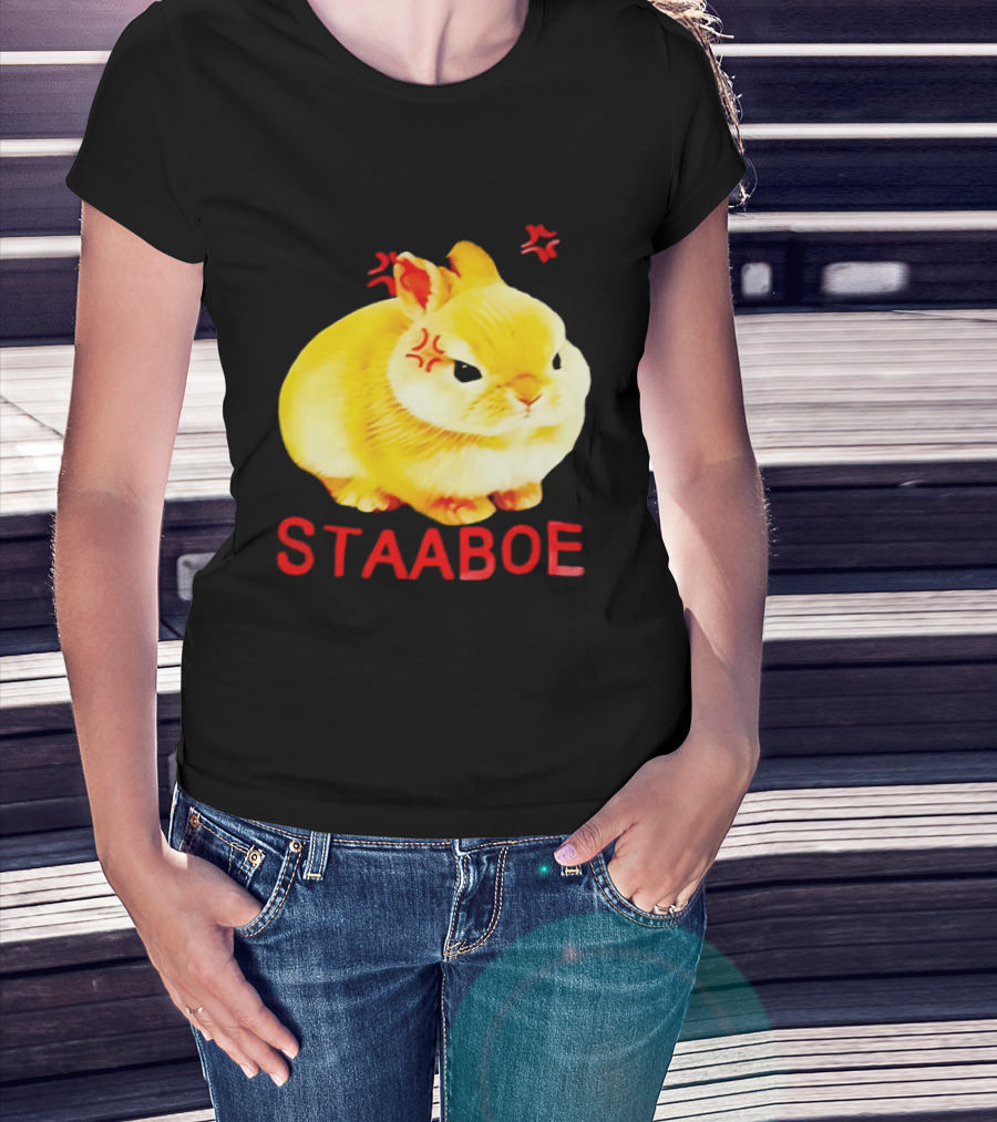 Staaboe Angry Fluffy Yellow Rabbit Red Marks T-Shirt
