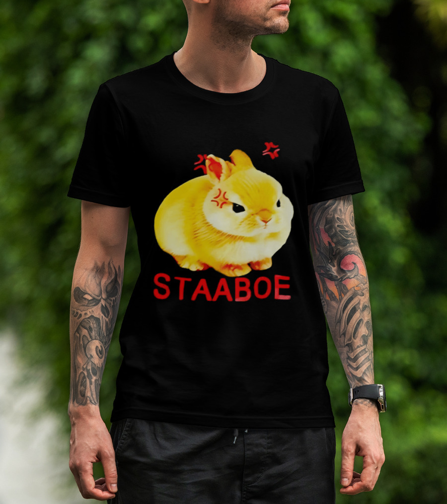 Staaboe Angry Fluffy Yellow Rabbit Red Marks T-Shirt
